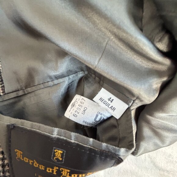 Lords Of London Patrick James Mens Plaid Two-Button Blazer 44R Camel Hair Gray - Picture 5 of 10